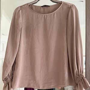 Banana Republic Silk business office any day Blouse TOP taupe tan XS